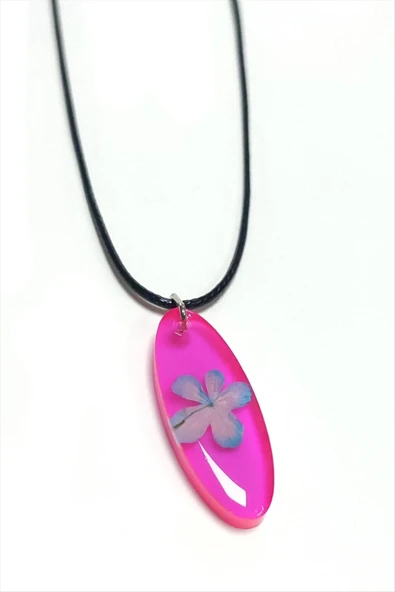 Kartopu Çiçeği Oval Epoksi Kolye ürün görseli 1