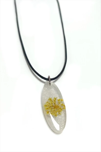 Sultanotu Çiçeği Oval Epoksi Kolye - Resim 2