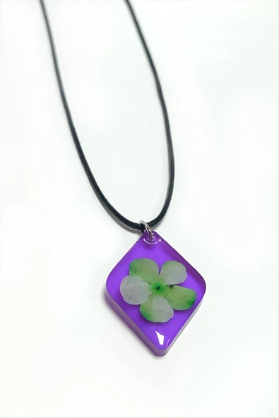 Kartopu Çiçeği Baklava Dilimli Epoksi Kolye - Resim 2