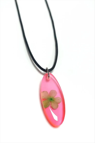 Kartopu Çiçeği Oval Epoksi Kolye ürün görseli 1