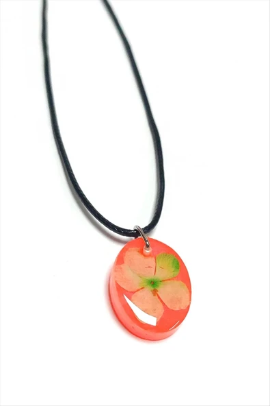 Kartopu Çiçeği Oval Epoksi Kolye - Resim 3