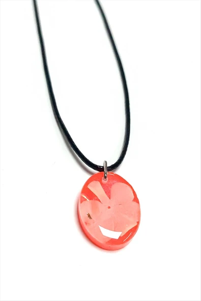 Kartopu Çiçeği Oval Epoksi Kolye - Resim 2