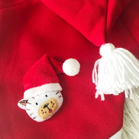 Cat Santa Kapşonlu Noel Yılbaşı Köpek Sweati - 3