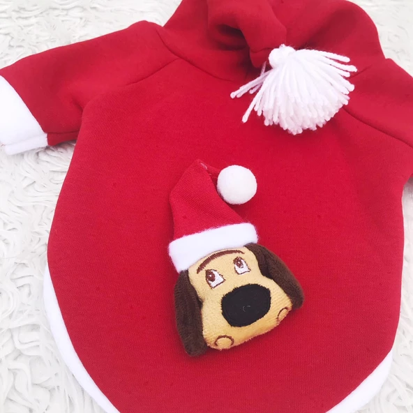 Dog Santa Kapşonlu Noel Yılbaşı Kedi Sweati - 2