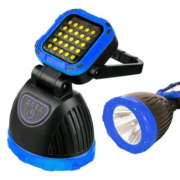 Powermaster PM-8033B 6 Modlu EL Feneri Ve Işıldak Acil Durum Lambası 25 Cob Ledli Solar Şarjlı ürün görseli