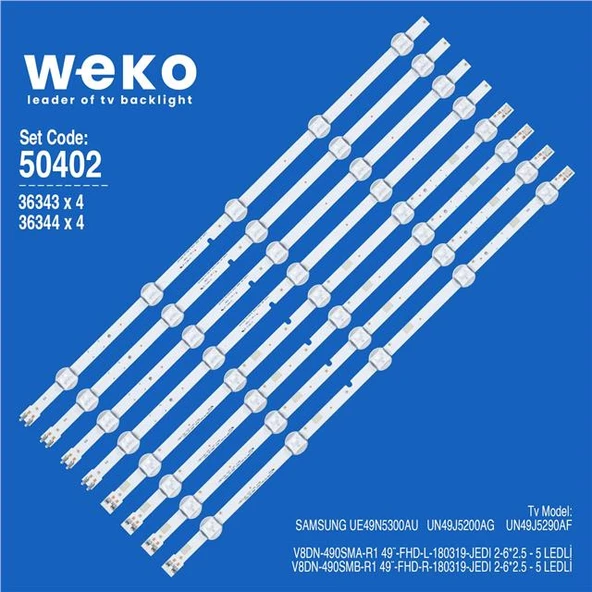Wkset-5402 36343X4 36344X4 49¨-Fhd-R/L-180319-Jedı 2-6*2.5 8 Adet Led Bar ürün görseli 1
