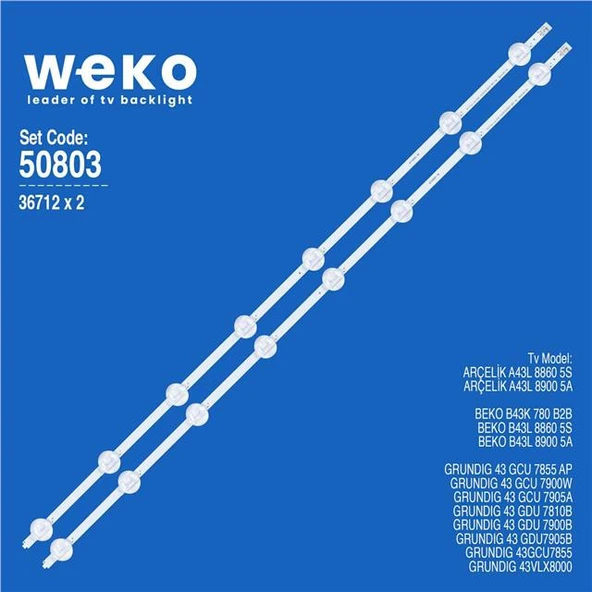 Wkset-5803 36712X2 Arcelik_43_Clarity_2X8_1313Fca_8S1P Rev.V4 2 Adet Led Bar ürün görseli 1