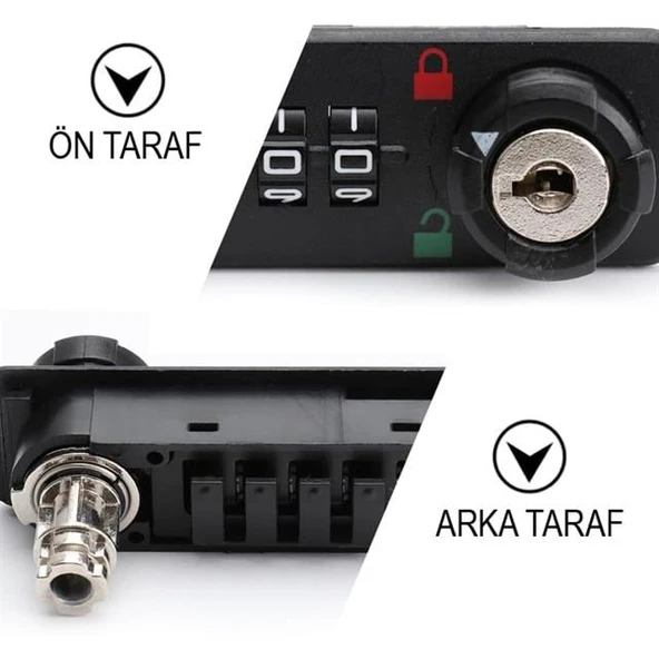 Powermaster PM-26731 4 Haneli Şifreli Ve Anahtarlı Mekanik Siyah Çekmece Dolap Kilidi (Sol) - 2