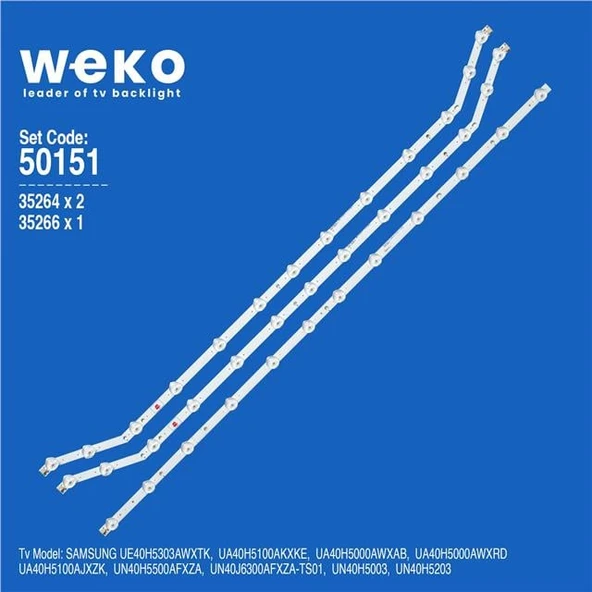 Samsung Ua40h5000awxrd 40'' İnç 3 Adet Tv Led Bar ( Tvnizin içindeki led barla aynısı olduğunu görmeden almayınız. Led bar ürünlerinde paket açıldığında iade kabul edilmemektedir. ) ürün görseli 1