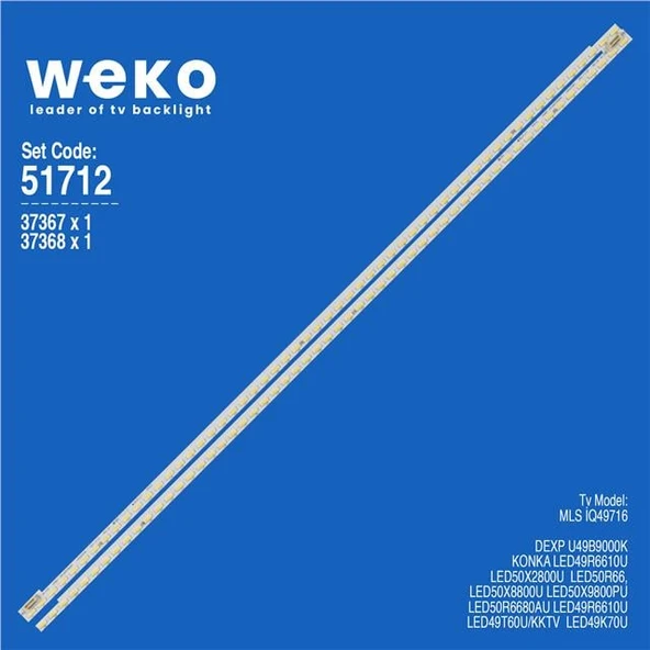 Konka LED49R6610U 49'' 2 Adet Tv Led Bar (Seri 1) ( Tvnizin içindeki led barla aynısı olduğunu görmeden almayınız. Led bar ürünlerinde paket açıldığında iade kabul edilmemektedir. ) ürün görseli
