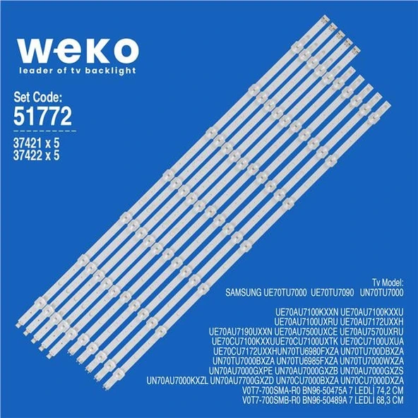 Samsung UN70TU6900FXZX 70'' 10 Adet Tv Led Bar ( Tvnizin içindeki led barla aynısı olduğunu görmeden almayınız. Led bar ürünlerinde paket açıldığında iade kabul edilmemektedir. ) ürün görseli