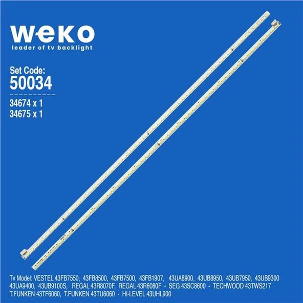 Hi-Level 43UHL900 43'' İnç 2 Adet Tv Led Bar ( Tvnizin içindeki led barla aynısı olduğunu görmeden almayınız. Led bar ürünlerinde paket açıldığında iade kabul edilmemektedir. ) ürün görseli