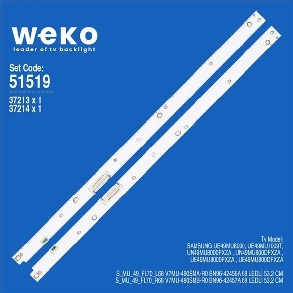 Samsung UE49MU7009T 49'' 2 Adet Tv Led Bar ( Tvnizin içindeki led barla aynısı olduğunu görmeden almayınız. Led bar ürünlerinde paket açıldığında iade kabul edilmemektedir. ) ürün görseli 1