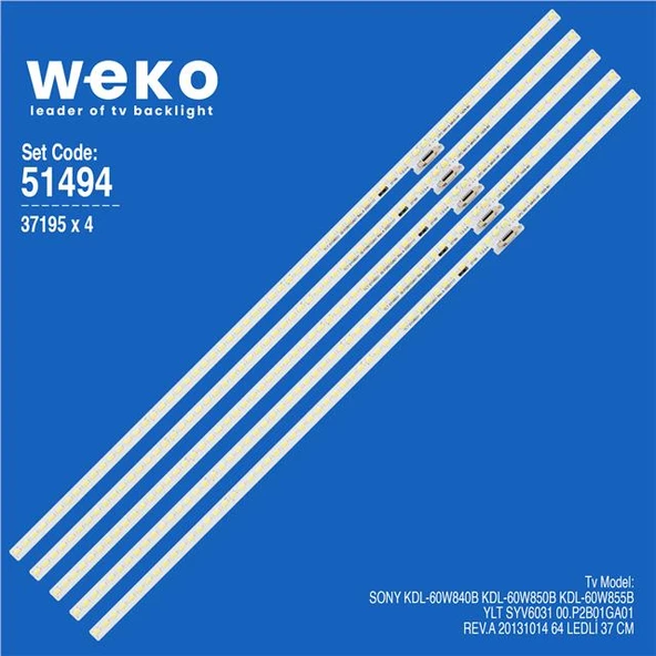 Sony KDL-60W840B 60'' 4 Adet Tv Led Bar ( Tvnizin içindeki led barla aynısı olduğunu görmeden almayınız. Led bar ürünlerinde paket açıldığında iade kabul edilmemektedir. ) ürün görseli 1