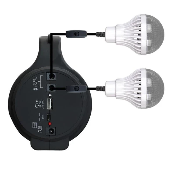 Powermaster 10 Watt 22 Smd Ledli Solar Panelli 3 Ampullü Usb-Mp3-Radyo Destekli Solar Fener YJ-1908TSYK - Resim 2