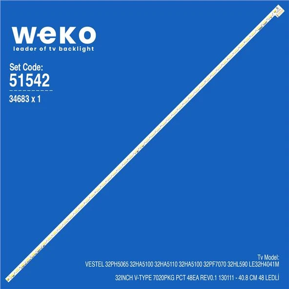 Vestel 32PF7070 32'' 1 Adet Tv Led Bar ( Tvnizin içindeki led barla aynısı olduğunu görmeden almayınız. Led bar ürünlerinde paket açıldığında iade kabul edilmemektedir. ) ürün görseli 1