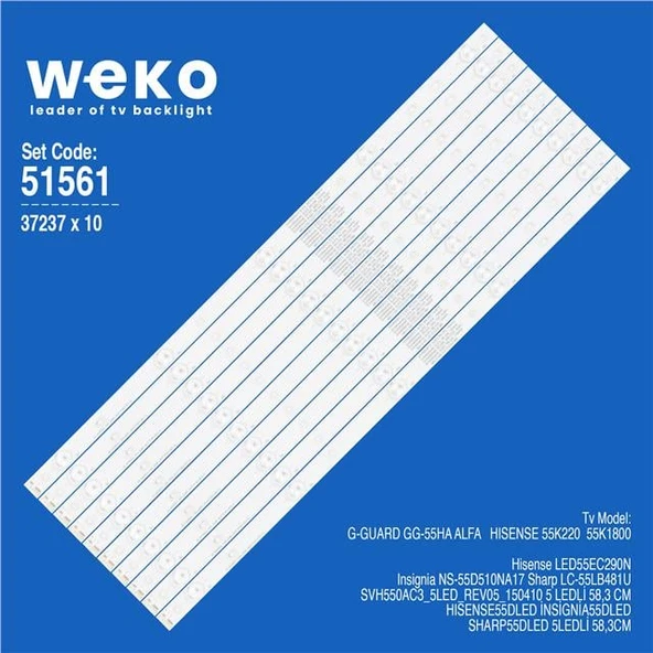 İnsignia NS-55D510NA17 / G-Guard GG-55HA Alfa 55'' 10 Adet Tv Led Bar ürün görseli 1