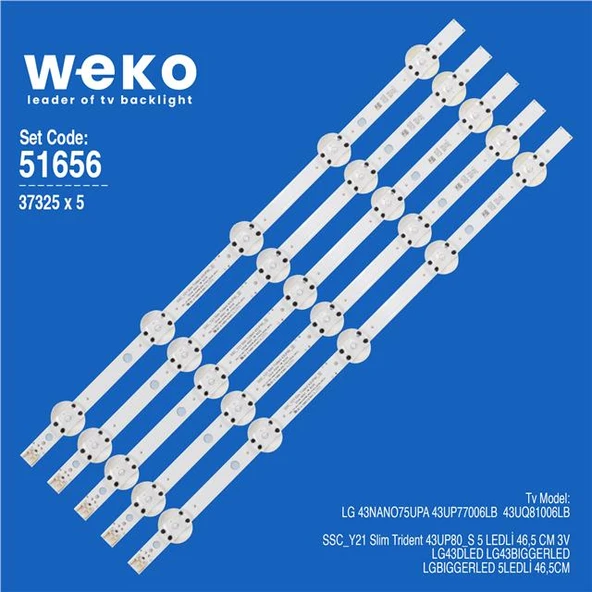 LG 43NANO75UPA 43'' 5 Adet Tv Led Bar ( Tvnizin içindeki led barla aynısı olduğunu görmeden almayınız. Led bar ürünlerinde paket açıldığında iade kabul edilmemektedir. ) ürün görseli 1