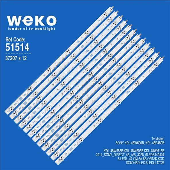 Sony KDL-48W605B 48'' 12 Adet Tv Led Bar ( Tvnizin içindeki led barla aynısı olduğunu görmeden almayınız. Led bar ürünlerinde paket açıldığında iade kabul edilmemektedir. ) ürün görseli 1