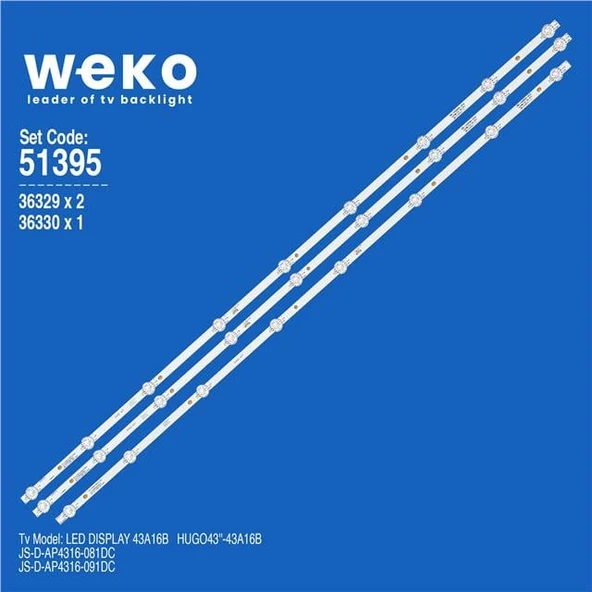 Senko LY430-DH01W  43'' 3 Adet Tv Led Bar ( Tvnizin içindeki led barla aynısı olduğunu görmeden almayınız. Led bar ürünlerinde paket açıldığında iade kabul edilmemektedir. ) ürün görseli