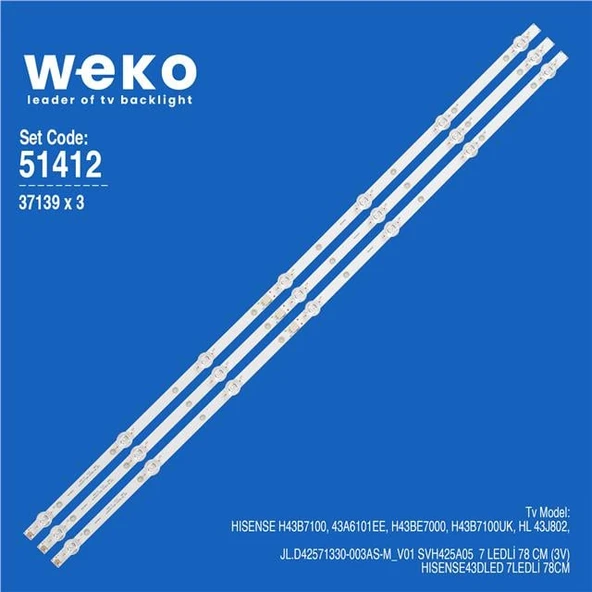 Hisense H43B7100UK 43'' 3 Adet Tv Led Bar ( Tvnizin içindeki led barla aynısı olduğunu görmeden almayınız. Led bar ürünlerinde paket açıldığında iade kabul edilmemektedir. ) ürün görseli