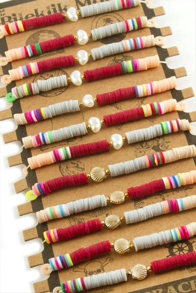 İstiridye İnci Fimo Boncuk Bileklik - Resim 3