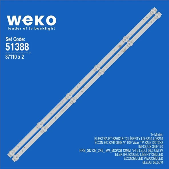 Vivax 32LE120T2S2 32'' 2 Adet Tv Led Bar ( Tvnizin içindeki led barla aynısı olduğunu görmeden almayınız. Led bar ürünlerinde paket açıldığında iade kabul edilmemektedir. ) ürün görseli