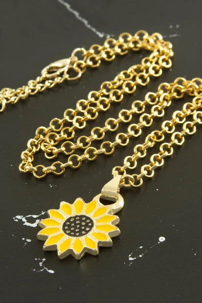 Ayçiçeği Mineli Kutulu Kolye - Resim 2