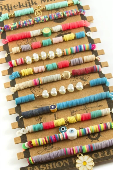 Karışık Fimo Boncuk Bileklik - Resim 3