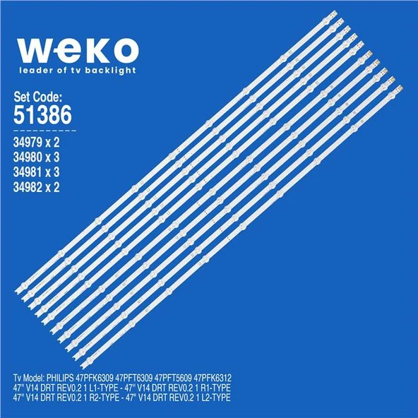 Philips 47PFT5609 47'' 5 Adet Tv Led Bar ( Tvnizin içindeki led barla aynısı olduğunu görmeden almayınız. Led bar ürünlerinde paket açıldığında iade kabul edilmemektedir. ) ürün görseli