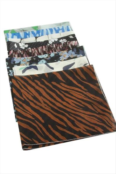 Karışık Desenli Şifon Fular 50 cm - Resim 3