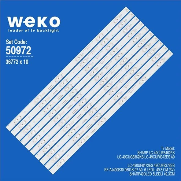 Sharp LC-49CUG8362KS 49'' İnç 10 Adet Tv Led Bar ( Tvnizin içindeki led barla aynısı olduğunu görmeden almayınız. Led bar ürünlerinde paket açıldığında iade kabul edilmemektedir. ) ürün görseli