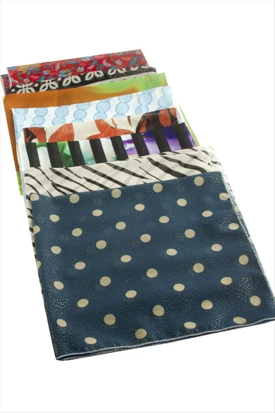 Karışık Desenli Şifon Fular 50 cm - Resim 4