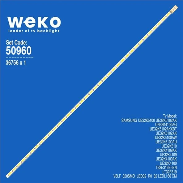 Samsung UE32K5100 32'' İnç 1 Adet Tv Led Bar ( Tvnizin içindeki led barla aynısı olduğunu görmeden almayınız. Led bar ürünlerinde paket açıldığında iade kabul edilmemektedir. ) ürün görseli