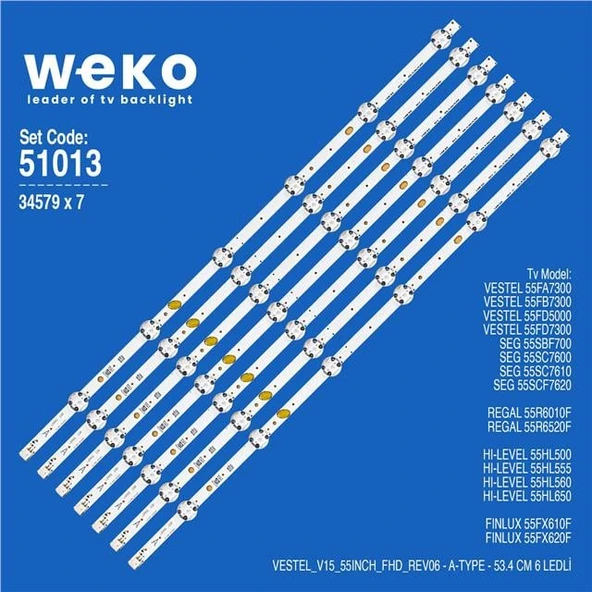 Seg 55SCF7620 55'' 7 Adet Tv Led Bar ( Tvnizin içindeki led barla aynısı olduğunu görmeden almayınız. Led bar ürünlerinde paket açıldığında iade kabul edilmemektedir. ) ürün görseli