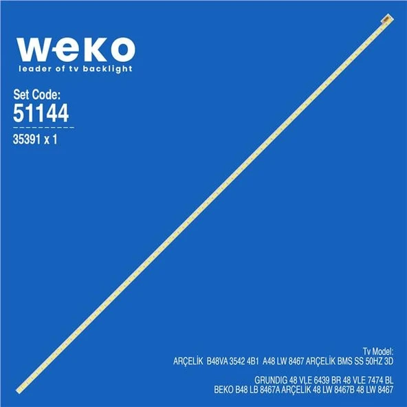Arçelik 48 LB8477 48'' 1 Adet Tv Led Bar ( Tvnizin içindeki led barla aynısı olduğunu görmeden almayınız. Led bar ürünlerinde paket açıldığında iade kabul edilmemektedir. ) ürün görseli 1