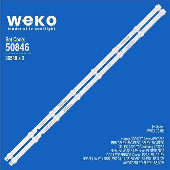 Xiaxin LE22A 32'' İnç 2 Adet Tv Led Bar ( Tvnizin içindeki led barla aynısı olduğunu görmeden almayınız. Led bar ürünlerinde paket açıldığında iade kabul edilmemektedir. ) ürün görseli