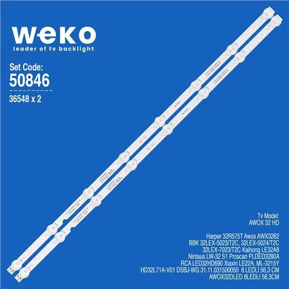 Bbk 32LEX-5024/T2C 32'' İnç 2 Adet Tv Led Bar ( Tvnizin içindeki led barla aynısı olduğunu görmeden almayınız. Led bar ürünlerinde paket açıldığında iade kabul edilmemektedir. ) ürün görseli 1