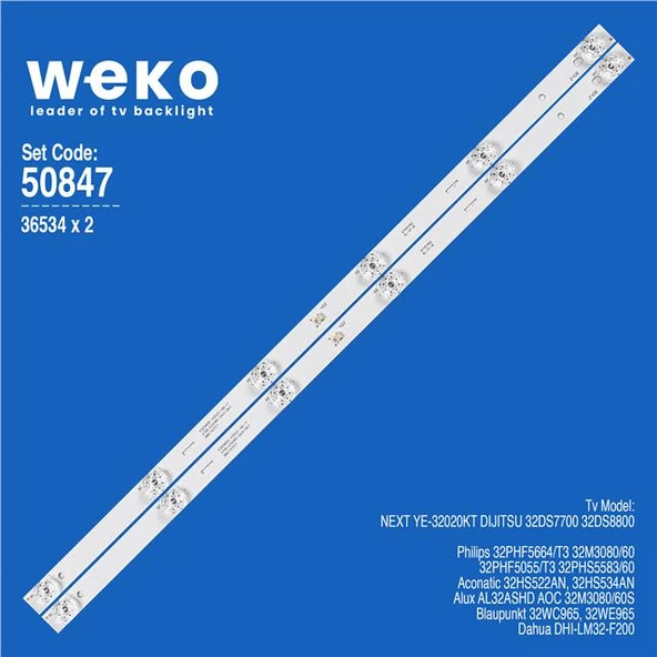 Aoc 32M3080/60 32'' İnç 2 Adet Tv Led Bar ( Tvnizin içindeki led barla aynısı olduğunu görmeden almayınız. Led bar ürünlerinde paket açıldığında iade kabul edilmemektedir. ) ürün görseli