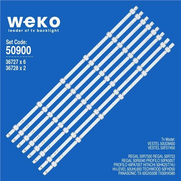 Hitachi 50HK25T74U 50'' İnç 8 Adet Tv Led Bar ( Tvnizin içindeki led barla aynısı olduğunu görmeden almayınız. Led bar ürünlerinde paket açıldığında iade kabul edilmemektedir. ) ürün görseli