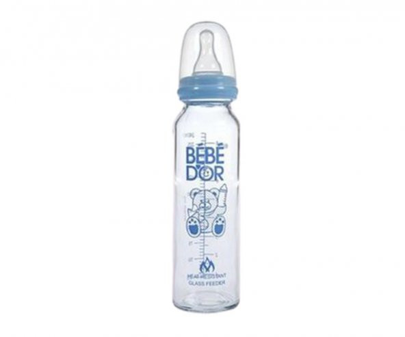 Bebedor Orta Akış Isıcam Biberon (250 ml) / Mavi