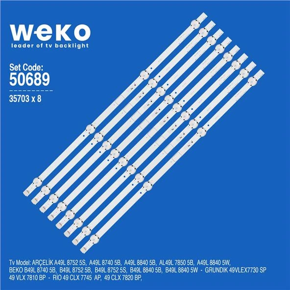 Rio 49 CLX 7820 BP 49'' İnç 8 Adet Tv Led Bar ( Tvnizin içindeki led barla aynısı olduğunu görmeden almayınız. Led bar ürünlerinde paket açıldığında iade kabul edilmemektedir. ) ürün görseli 1