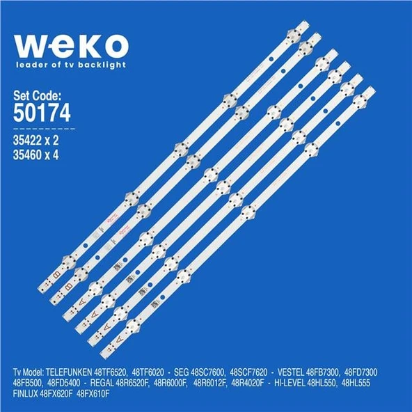 Seg 48SCF7620 48'' İnç 6 Adet Tv Led Bar ( Tvnizin içindeki led barla aynısı olduğunu görmeden almayınız. Led bar ürünlerinde paket açıldığında iade kabul edilmemektedir. )