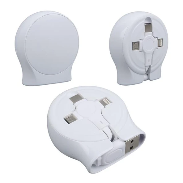 Powermaster PM-27143 1 Metre Makaralı 3In1 Şarj Kablosu (Lightning - TYPE-C - Micro USB) - Resim 2