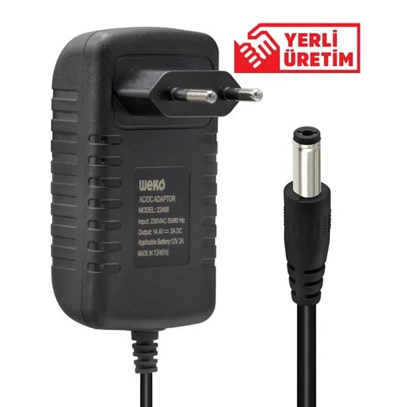 Weko 14.4 Volt - 2 Amper 5.5*2.5 Uçlu Kırmızı Yeşil Ledli Yerli Üretim Akü Şarj Cihazı - 1