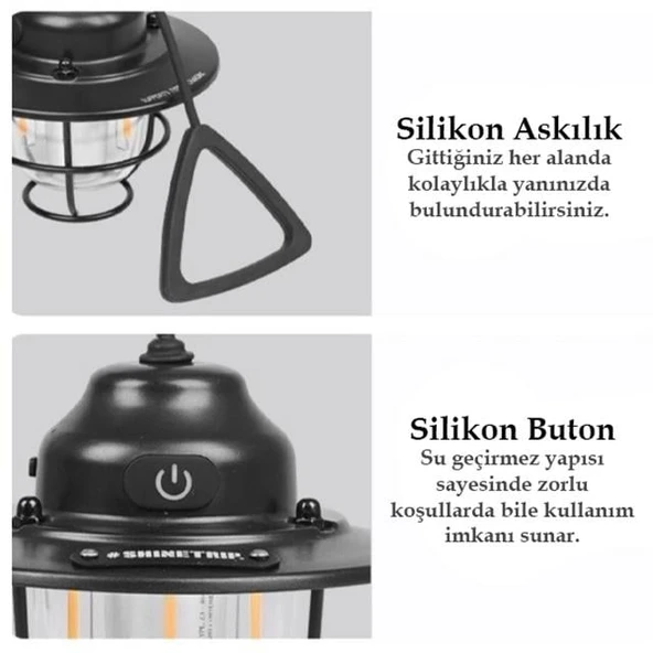 Powermaster PM-25439 Nostaljik 3 Filament 6 Smd Kamp Çadır Lambası Ampul 1200Mah TYPE-C - Resim 2