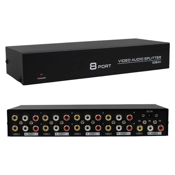 Powermaster PM-4832 8 Port Video Stereo Audio Dağıtıcı Çoğaltıcı 1024X768-85HZ