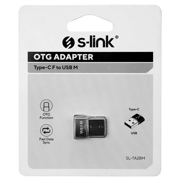 S-Link SL-TA28M Otg Çevirici TYPE-C Dişi TO USB Erkek Metal Gövdeli - 2