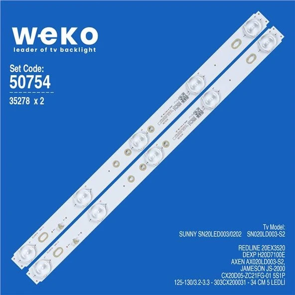 Wkset-5754 35278 Cx20d05-Zc21fg-01 5S1P - 125-130/3.2-3.3 - 303Cx200031 2 Adet Led Bar