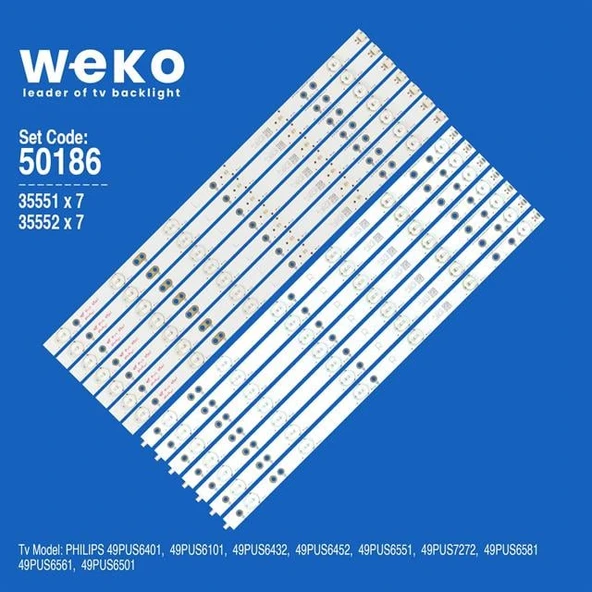 Wkset-5186 35551X7 35552X7 Lb-Pf3030 Gjd2p6c490712 14 Adet Led Bar ( Tvnizin içindeki led barla aynısı olduğunu görmeden almayınız. Led bar ürünlerinde paket açıldığında iade kabul edilmemektedir. ) ürün görseli